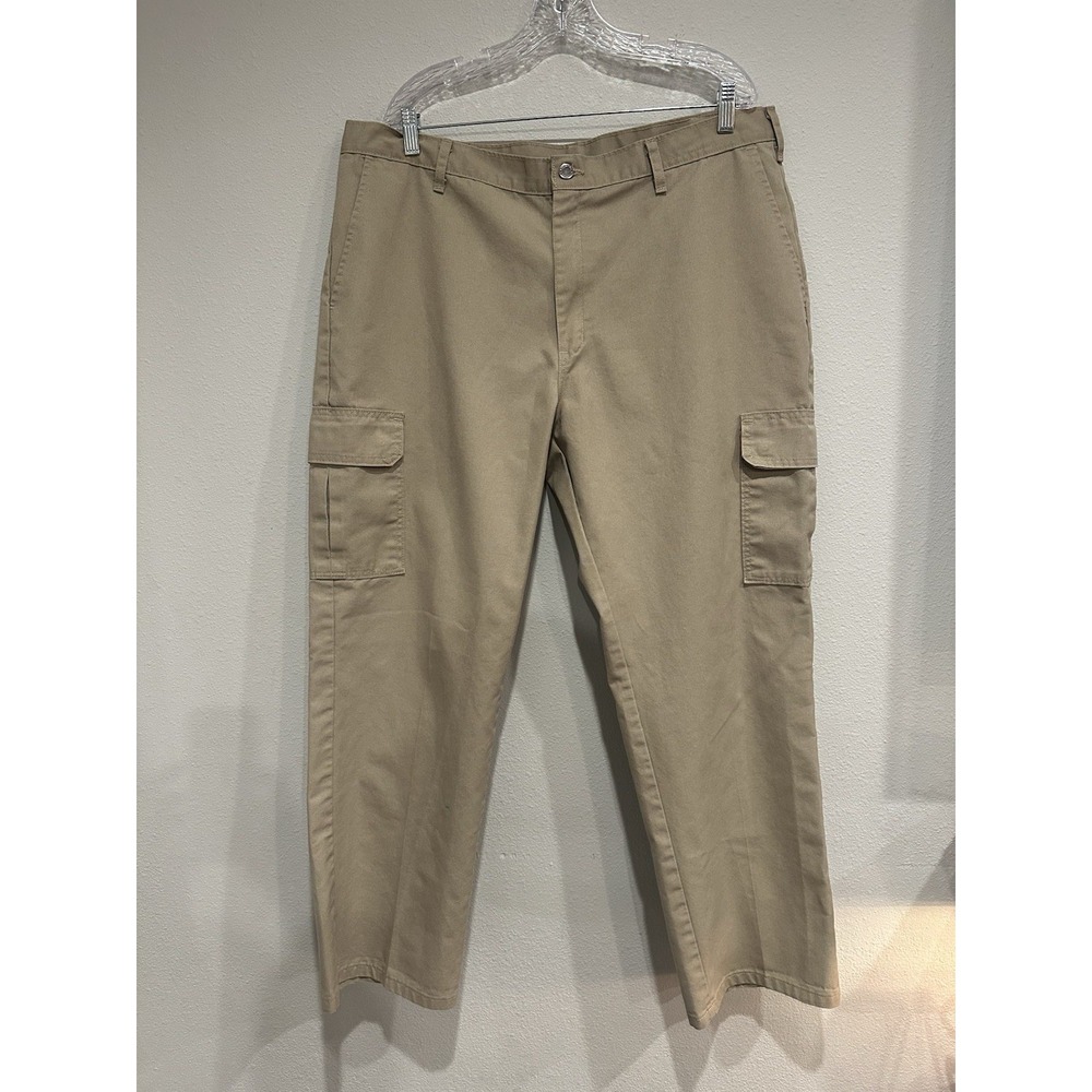 Dickies Mens Regular Straight Cargo Pants Size 40x30 Khaki Mid-Rise‎ Pockets
